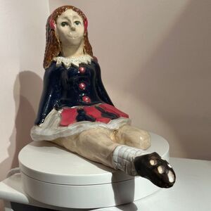 Handcrafted Ceramic Doll Figurine One Legged Ballerina Vintage